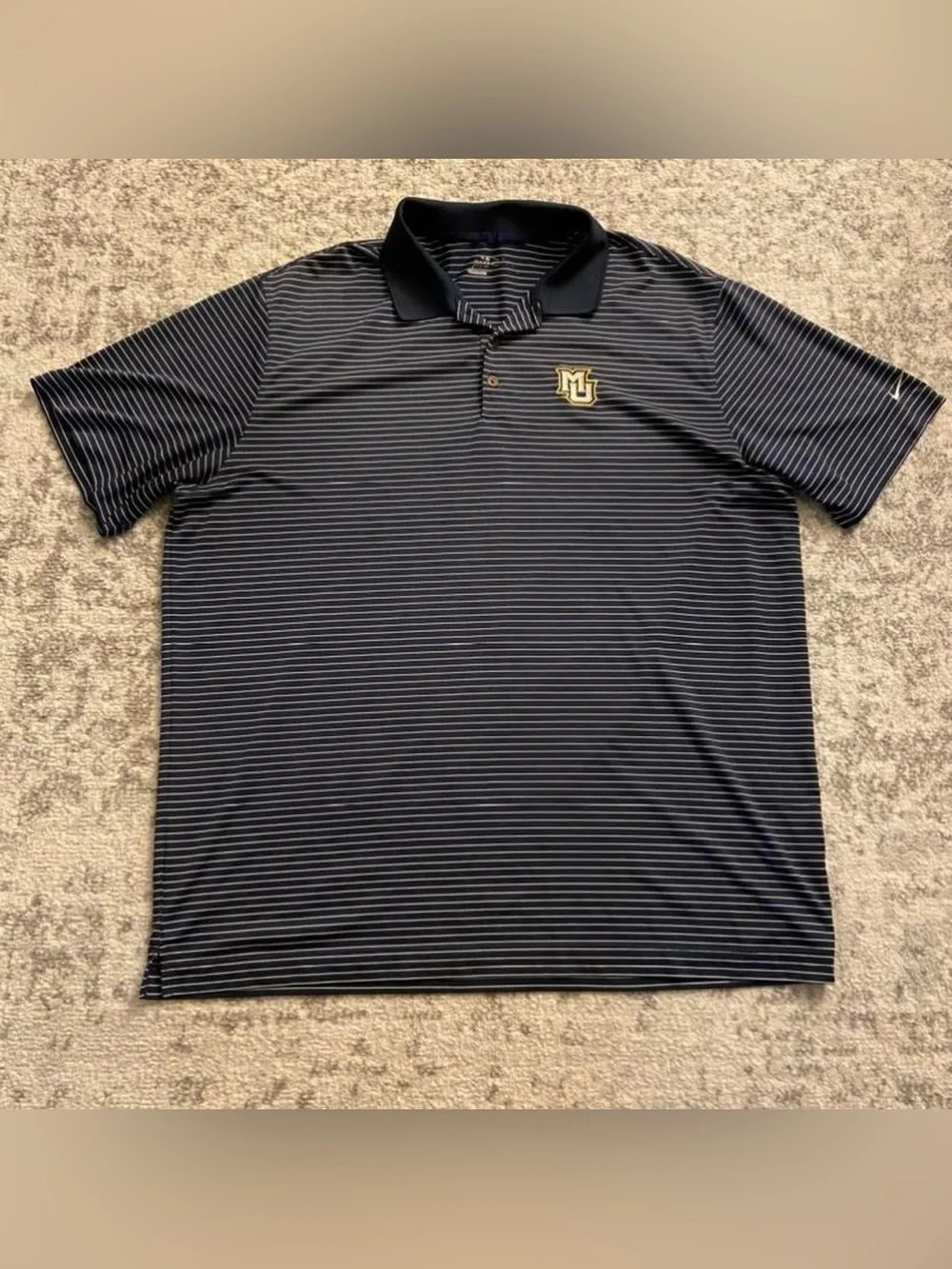 Men’s Nike Golf Marquette Golden Eagles Navy With Stripes Golf Polo Size XXL